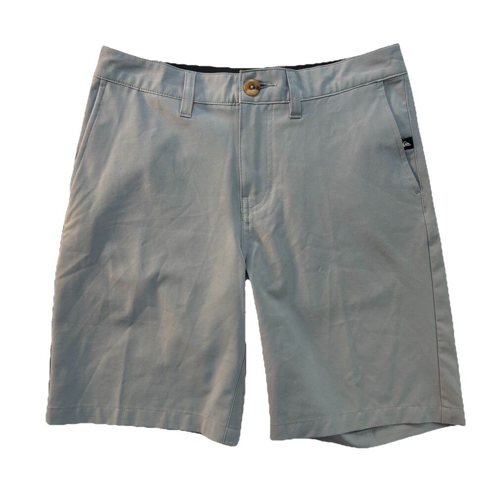 Quicksilver Amphibian Shorts Men 27 Light Gray 4 Way Stretch Flat Front Chino